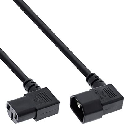 InLine 16605A Netzkabel Kaltgeräteverlängerung, C13 auf C14, 90° abgewinkelt, 0,4m InLine 16605A Netzkabel Kaltgeräteverlängerung, C13 auf C14, 90° abgewinkelt, 0,4m