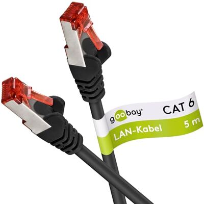 goobay 92749 CAT 6 Kabel Lan Netzwerkkabel für Gigabit Ethernet S-FTP doppelt geschirmtes Patchkabel mit RJ45 Stecker, 5m, Schwarz goobay 92749 CAT 6 Kabel Lan Netzwerkkabel für Gigabit Ethernet S-FTP doppelt geschirmtes Patchkabel mit RJ45 Stecker, 5m, Schwarz