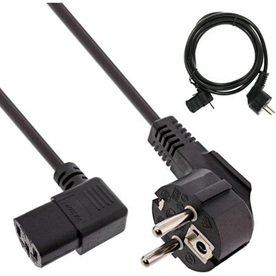 InLine 16752D Netzkabel, Schutzkontakt gewinkelt auf Kaltgerätestecker C13 links abgewinkelt, 3m, schwarz InLine 16752D Netzkabel, Schutzkontakt gewinkelt auf Kaltgerätestecker C13 links abgewinkelt, 3m, schwarz