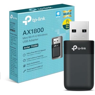 TP-Link Archer TX23U Nano WLAN Stick Für PC, Wi-Fi 6 AX1800 Dual Band WLAN Adapter, Nano Größe, WPA3, MU-MIMO, nur Kompatibel mit Windows 11/10 TP-Link Archer TX23U Nano WLAN Stick Für PC, Wi-Fi 6 AX1800 Dual Band WLAN Adapter, Nano Größe, WPA3, MU-MIMO, nur Kompatibel mit Windows 11/10