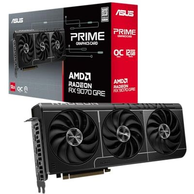 Asus Prime Radeon RX 9070 GRE OC Edition Gaming Grafikkarte AMD Radeon RX 9070, PCIe 5.0, HDMI/DP 2.1, Dual-BIOS-Schalter, Axial-Tech-Lüfter, 2,5-Slot-Design, MaxContact Asus Prime Radeon RX 9070 GRE OC Edition Gaming Grafikkarte AMD Radeon RX 9070, PCIe 5.0, HDMI/DP 2.1, Dual-BIOS-Schalter, Axial-Tech-Lüfter, 2,5-Slot-Design, MaxContact
