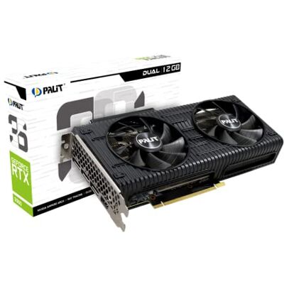 Palit GeForce RTX 3050 Dual Grafikkarte, 8GB, GDDR6, LHR, 3584 Core, 1320 MHz GPU, 1777 MHz Boost, Ampere Architektur, 3X DisplayPort, HDMI, Dual Lüfter, NE63050019P1-190AD, Schwarz Palit GeForce RTX 3050 Dual Grafikkarte, 8GB, GDDR6, LHR, 3584 Core, 1320 MHz GPU, 1777 MHz Boost, Ampere Architektur, 3X DisplayPort, HDMI, Dual Lüfter, NE63050019P1-190AD, Schwarz