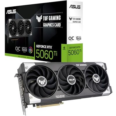 Asus TUF Gaming GeForce RTX 5060 Ti OC Edition 16GB Gaming Grafikkarte GDDR7, Nvidia GeForce RTX5060Ti DLSS 4, 3,1-Slot Design, PCIe 5.0, 3X DisplayPort 2.1b, 1x HDMI 2.1b Asus TUF Gaming GeForce RTX 5060 Ti OC Edition 16GB Gaming Grafikkarte GDDR7, Nvidia GeForce RTX5060Ti DLSS 4, 3,1-Slot Design, PCIe 5.0, 3X DisplayPort 2.1b, 1x HDMI 2.1b