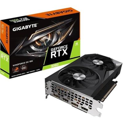 Gigabyte NVIDIA GeForce RTX 3060 WINDFORCE OC V2 Graphics Card 12GB GDDR6, 192-bit, PCI-E 4.0, 1792MHz Core Clock, 2 x DP 1.4, 2 x HDMI 2.1, NVIDIA Ampere GV-N3060WF2OC-12GD Gigabyte NVIDIA GeForce RTX 3060 WINDFORCE OC V2 Graphics Card 12GB GDDR6, 192-bit, PCI-E 4.0, 1792MHz Core Clock, 2 x DP 1.4, 2 x HDMI 2.1, NVIDIA Ampere GV-N3060WF2OC-12GD