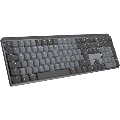 Logitech MX Mechanische kabellose beleuchtete Performance-Tastatur, Lineare Tasten, Hintergrundbeleuchtung, Bluetooth, USB-C, macOS, Windows, Linux, iOS, Android, Metall, Deutsches QWERTZ Grau Logitech MX Mechanische kabellose beleuchtete Performance-Tastatur, Lineare Tasten, Hintergrundbeleuchtung, Bluetooth, USB-C, macOS, Windows, Linux, iOS, Android, Metall, Deutsches QWERTZ Grau