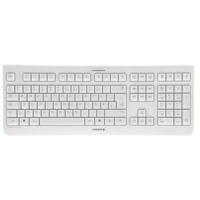 CHERRY KW 3000, Kabellose Tastatur mit Nummernblock, Deutsches Layout (QWERTZ), 2,4 GHz Funk, Geräuscharme Tasten, Flaches Design, Batteriebetrieben, Weiß-Grau CHERRY KW 3000, Kabellose Tastatur mit Nummernblock, Deutsches Layout (QWERTZ), 2,4 GHz Funk, Geräuscharme Tasten, Flaches Design, Batteriebetrieben, Weiß-Grau