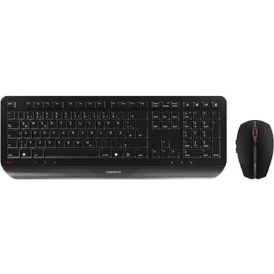 CHERRY GENTIX Desktop, Kabelloses Tastatur-Maus-Set, Deutsches Layout (QWERTZ), 2,4 GHz Funk, Integrierte Handballenauflage, Symmetrische Maus, Schwarz CHERRY GENTIX Desktop, Kabelloses Tastatur-Maus-Set, Deutsches Layout (QWERTZ), 2,4 GHz Funk, Integrierte Handballenauflage, Symmetrische Maus, Schwarz
