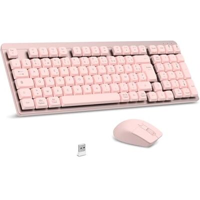 LeadsaiL FA98 Mechanische Tastatur, kabellos, mit Tastatur und Maus mit rotem Schalter, französischer AZERTY, Verbindung 2,4 GHz, 98 Tasten für Windows MacOS Computer PC rosa LeadsaiL FA98 Mechanische Tastatur, kabellos, mit Tastatur und Maus mit rotem Schalter, französischer AZERTY, Verbindung 2,4 GHz, 98 Tasten für Windows MacOS Computer PC rosa