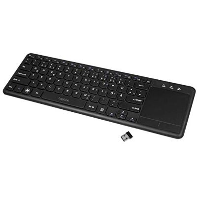 Logilink ID0188 Funk Tastatur mit eingebautem Touchpad, 12 praktischen Multimedia Funktionstasten und einem Schlaf-Energie-Sparmodus für PC/Windows/MacOS/Smart TV/Android Box, Schwarz Logilink ID0188 Funk Tastatur mit eingebautem Touchpad, 12 praktischen Multimedia Funktionstasten und einem Schlaf-Energie-Sparmodus für PC/Windows/MacOS/Smart TV/Android Box, Schwarz