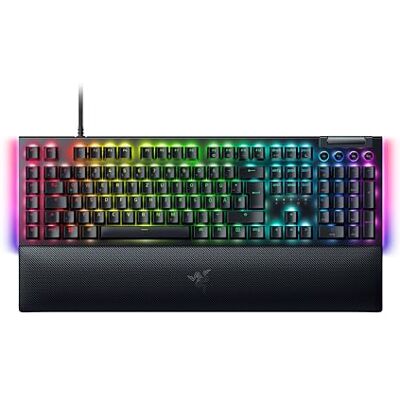 Razer BlackWidow V4 Mechanische Gaming-Tastatur Chroma RGB (Mechanische Green Switches, 6 eigene Makro-Tasten, Doubleshot-ABS-Tastenkappen) QWERTZ DE-Layout Schwarz Razer BlackWidow V4 Mechanische Gaming-Tastatur Chroma RGB (Mechanische Green Switches, 6 eigene Makro-Tasten, Doubleshot-ABS-Tastenkappen) QWERTZ DE-Layout Schwarz