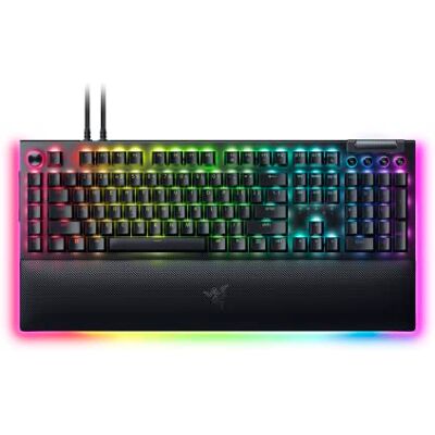 Razer BlackWidow V4 Pro (Green Switch) Mechanische Gaming-Tastatur (Klickende Mechanische Switches, Befehlsrad und 8 Makro-Tasten, Multifunktionsrolle, Handballenauflage) QWERTY US-Layout Schwarz Razer BlackWidow V4 Pro (Green Switch) Mechanische Gaming-Tastatur (Klickende Mechanische Switches, Befehlsrad und 8 Makro-Tasten, Multifunktionsrolle, Handballenauflage) QWERTY US-Layout Schwarz