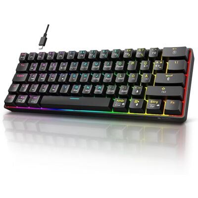 KOORUI Gaming Tastatur, 60% Mechanisch Tastatur 26 RGB Hinterleuchtet Kabelgebunden Deutsches Layout QWERTZ Gaming Keyboard für Windows MacOS Linux-Blauer Schalter KOORUI Gaming Tastatur, 60% Mechanisch Tastatur 26 RGB Hinterleuchtet Kabelgebunden Deutsches Layout QWERTZ Gaming Keyboard für Windows MacOS Linux-Blauer Schalter