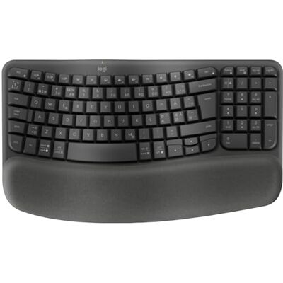 Logitech Wave Keys kabellose ergonomische Tastatur Grafit, Skandinavisches QWERTY-Layout Logitech Wave Keys kabellose ergonomische Tastatur Grafit, Skandinavisches QWERTY-Layout
