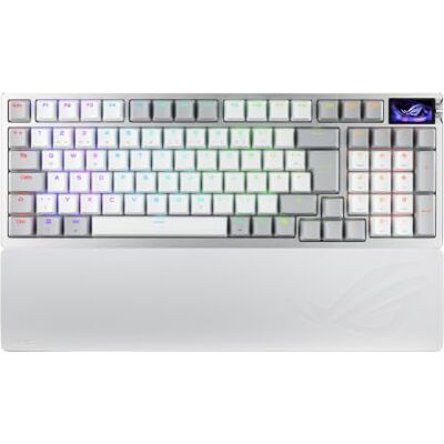 Asus ROG Azoth 96 HE White analoge Gaming-Tastatur QWERTZ, Bluetooth, 2,4-GHz-RF, Hot-Swap ROG HFX V2 Magnet-Switches, OLED-Display, ROG SpeedNova 8K Wireless, Weiß Asus ROG Azoth 96 HE White analoge Gaming-Tastatur QWERTZ, Bluetooth, 2,4-GHz-RF, Hot-Swap ROG HFX V2 Magnet-Switches, OLED-Display, ROG SpeedNova 8K Wireless, Weiß