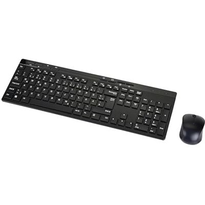 Amazon Basics – Tastatur-Maus-Set, volle Größe, kabellos, USB-Empfänger mit 2,4 GHz, DE-Layout, schwarz Amazon Basics – Tastatur-Maus-Set, volle Größe, kabellos, USB-Empfänger mit 2,4 GHz, DE-Layout, schwarz