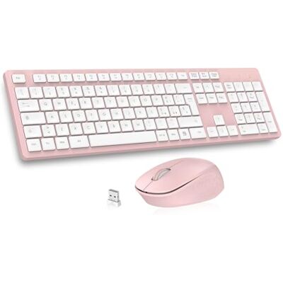LeadsaiL Kabellose Tastatur und Maus, Set aus Maus und Tastatur für Computer USB 2,4 GHz, volle Größe, leise, ergonomisch, numerische Tastatur, italienisches QWERTY-Layout für HP/Lenovo/Mac-Rosa LeadsaiL Kabellose Tastatur und Maus, Set aus Maus und Tastatur für Computer USB 2,4 GHz, volle Größe, leise, ergonomisch, numerische Tastatur, italienisches QWERTY-Layout für HP/Lenovo/Mac-Rosa
