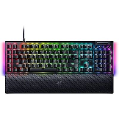 Razer BlackWidow V4 (Yellow Switch) Mechanische Gaming-Tastatur mit Chroma RGB (Mechanische Yellow Switches, 6 eigene Makro-Tasten, Doubleshot-ABS-Tastenkappen) QWERTY US-Layout Schwarz Razer BlackWidow V4 (Yellow Switch) Mechanische Gaming-Tastatur mit Chroma RGB (Mechanische Yellow Switches, 6 eigene Makro-Tasten, Doubleshot-ABS-Tastenkappen) QWERTY US-Layout Schwarz