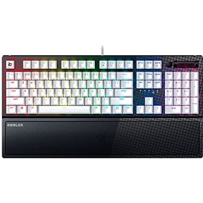 Razer BlackWidow V3 (Green Switch) Mechanische Gaming Tastatur (Klickende Mechanische Switches, Doubleshot ABS-Tastenkappen, Medientasten, Handballenauflage) QWERTY US-Layout Roblox Ed. Razer BlackWidow V3 (Green Switch) Mechanische Gaming Tastatur (Klickende Mechanische Switches, Doubleshot ABS-Tastenkappen, Medientasten, Handballenauflage) QWERTY US-Layout Roblox Ed.