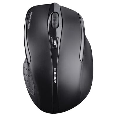 CHERRY MW 3000, Kabellose Ergonomische Maus für Rechtshänder, 2,4 GHz Funk, 6 Tasten, Optischer Sensor, Gummierte Seitenflächen, Batteriebetrieben, Schwarz CHERRY MW 3000, Kabellose Ergonomische Maus für Rechtshänder, 2,4 GHz Funk, 6 Tasten, Optischer Sensor, Gummierte Seitenflächen, Batteriebetrieben, Schwarz