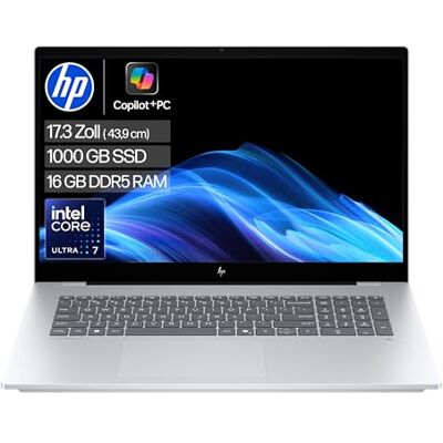 HP OmniBook 7 Laptop (17.3 Zoll FHD-Touchscreen, Intel Core Ultra 7, Copilot+, 16GB RAM, 1TB, Win11, QWERTZ) Silber HP OmniBook 7 Laptop (17.3 Zoll FHD-Touchscreen, Intel Core Ultra 7, Copilot+, 16GB RAM, 1TB, Win11, QWERTZ) Silber