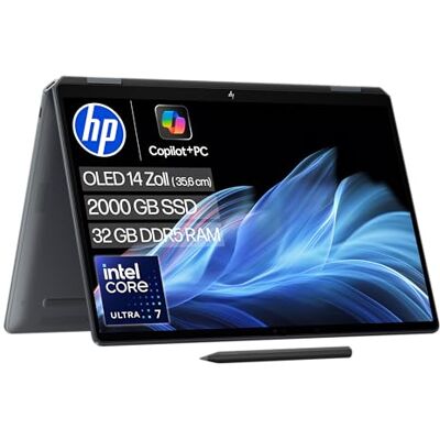 HP OmniBook Ultra Flip 2-in-1 Laptop (14 Zoll 2.8K Touchscreen, Intel Core Ultra 7, Copilot+, 32GB RAM, 2TB, Win11, QWERTZ) Eclipse Gray HP OmniBook Ultra Flip 2-in-1 Laptop (14 Zoll 2.8K Touchscreen, Intel Core Ultra 7, Copilot+, 32GB RAM, 2TB, Win11, QWERTZ) Eclipse Gray