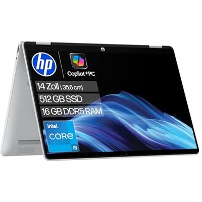 HP OmniBook 5 Flip 2‑in‑1 Laptop (14 Zoll 2K Touchscreen, Intel Core i5-1334U, 16GB RAM, 512GB, Win 11, QWERTZ) Silber HP OmniBook 5 Flip 2‑in‑1 Laptop (14 Zoll 2K Touchscreen, Intel Core i5-1334U, 16GB RAM, 512GB, Win 11, QWERTZ) Silber