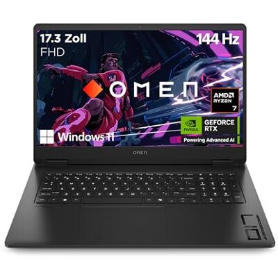 HP Omen Gaming Laptop 17,3 Zoll FHD-Display 144 Hz AMD Ryzen 7 8845HS 16 GB DDR5 RAM (2x8 GB) 512 GB NVIDIA GeForce RTX 4060 Laptop-GPU (8 GB) QWERTZ Windows 11 Home Shadow Black HP Omen Gaming Laptop 17,3 Zoll FHD-Display 144 Hz AMD Ryzen 7 8845HS 16 GB DDR5 RAM (2x8 GB) 512 GB NVIDIA GeForce RTX 4060 Laptop-GPU (8 GB) QWERTZ Windows 11 Home Shadow Black