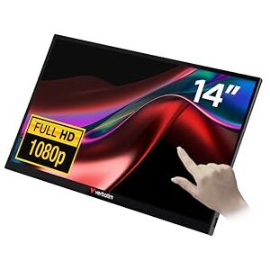 Verbatim Portable Touchscreen Monitor, mobiler 14" Full HD Bildschirm aus Aluminium für Laptop, Tablet, PS5 oder Nintendo Switch mit USB-A-, USB-C- sowie HDMI-Anschluss, schwarz Verbatim Portable Touchscreen Monitor, mobiler 14" Full HD Bildschirm aus Aluminium für Laptop, Tablet, PS5 oder Nintendo Switch mit USB-A-, USB-C- sowie HDMI-Anschluss, schwarz