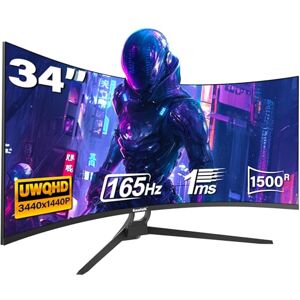 Gawfolk Gaming Curved Monitor 34 Zoll 165Hz, 1500R Ultrawide PC Bildschirm UWQHD 3440x1440P, Gebogenes Computerbildschirm, VA, Displayport, HDMI, VESA 75 * 75mm Gawfolk Gaming Curved Monitor 34 Zoll 165Hz, 1500R Ultrawide PC Bildschirm UWQHD 3440x1440P, Gebogenes Computerbildschirm, VA, Displayport, HDMI, VESA 75 * 75mm