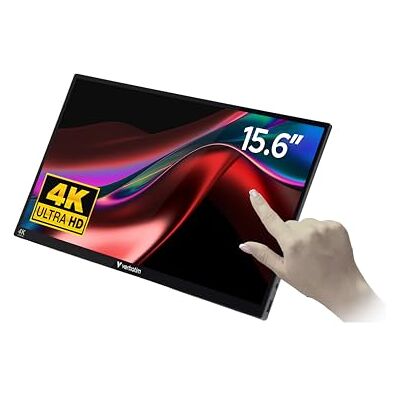 Verbatim Touchscreen tragbarer Monitor 15,6 Zoll 4K HDR USB-C HDMI Portable Monitor, Mobiler Bildschirm aus Aluminium für Laptop, Tablet, PS5, Nintendo Switch mit USB-C- und HDMI-Anschluss Verbatim Touchscreen tragbarer Monitor 15,6 Zoll 4K HDR USB-C HDMI Portable Monitor, Mobiler Bildschirm aus Aluminium für Laptop, Tablet, PS5, Nintendo Switch mit USB-C- und HDMI-Anschluss
