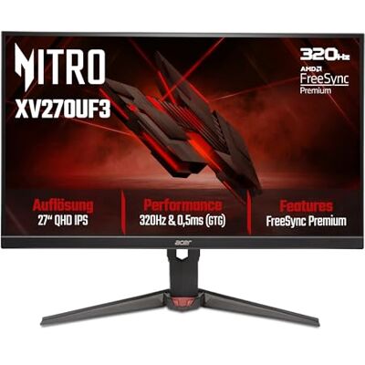 Acer Nitro XV270U F3 Gaming Monitor 27 Zoll (68,6 cm) WQHD 320Hz 27 Zoll (68,6 cm Bildschirm) WQHD, 320Hz, bis zu 0.5ms (GtG), HDMI 2.1, DP 1.4, höhenverstellbar,Pivot, VESA Acer Nitro XV270U F3 Gaming Monitor 27 Zoll (68,6 cm) WQHD 320Hz 27 Zoll (68,6 cm Bildschirm) WQHD, 320Hz, bis zu 0.5ms (GtG), HDMI 2.1, DP 1.4, höhenverstellbar,Pivot, VESA