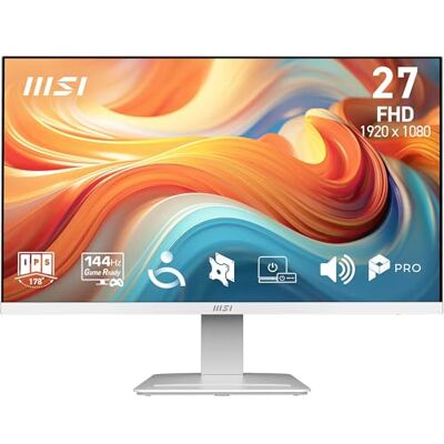 MSI PRO MP273WA E14A – 27″ FHD IPS, 144 Hz, 1 ms, HDR & AMD FreeSync. Mit Augenschutz, integrierten Lautsprechern, HDMI 2.0, DP 1.2a, neigungsverstellbar und VESA-kompatibel in Weiß MSI PRO MP273WA E14A – 27″ FHD IPS, 144 Hz, 1 ms, HDR & AMD FreeSync. Mit Augenschutz, integrierten Lautsprechern, HDMI 2.0, DP 1.2a, neigungsverstellbar und VESA-kompatibel in Weiß