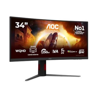 AOC CU34G4ZCA 34 Zoll Curved, UW-QHD USB Hub Monitor, 240Hz, Fast VA Panel, 1ms GtG, Adaptive Sync, HDR400, FreeSync Premium, Höhenverstellung,(3440x1440 HDMI 2X 2.1 DP 1x 1.4) Schwarz AOC CU34G4ZCA 34 Zoll Curved, UW-QHD USB Hub Monitor, 240Hz, Fast VA Panel, 1ms GtG, Adaptive Sync, HDR400, FreeSync Premium, Höhenverstellung,(3440x1440 HDMI 2X 2.1 DP 1x 1.4) Schwarz