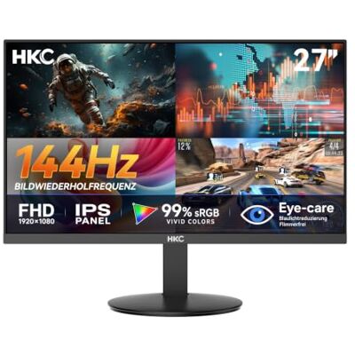 HKC Gaming Monitor 27 Zoll Full HD,144 Hz PC‑Monitor,1080P,IPS Bildschirm Adaptive-Sync, Wall Mount, VESA 100x100, VGA,HDMI,Intelligente Helligkeitsanpassung HKC Gaming Monitor 27 Zoll Full HD,144 Hz PC‑Monitor,1080P,IPS Bildschirm Adaptive-Sync, Wall Mount, VESA 100x100, VGA,HDMI,Intelligente Helligkeitsanpassung