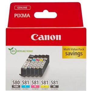 Canon Tinten-Multipack PGI-580/CLI-581 Original Drucker Tintenpatronen 5er-Pack (1 x Schwarz, 1 x Cyan, 1 x Magenta, 1 x Gelb & 1 x Schwarz druckerpatronen) Canon Tinten-Multipack PGI-580/CLI-581 Original Drucker Tintenpatronen 5er-Pack (1 x Schwarz, 1 x Cyan, 1 x Magenta, 1 x Gelb & 1 x Schwarz druckerpatronen)