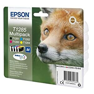 Epson Original Fuchs DURABrite T1282 Multipack Tintenpatrone – 4 Farben: Schwarz, Cyan, Magenta, Gelb – 1 x 5,9 ml, 3 x 3,5 ml – Original Tintenpatronen für optimale Druckergebnisse Epson Original Fuchs DURABrite T1282 Multipack Tintenpatrone – 4 Farben: Schwarz, Cyan, Magenta, Gelb – 1 x 5,9 ml, 3 x 3,5 ml – Original Tintenpatronen für optimale Druckergebnisse