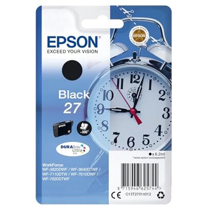 Epson C13T27014012 Wecker Nr.27 Serie Standard-Tintenpatrone, Schwarz, Original Epson C13T27014012 Wecker Nr.27 Serie Standard-Tintenpatrone, Schwarz, Original