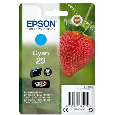 Epson 29 Cyan Strawberry Genuine, Claria Home Ink, Standard Epson 29 Cyan Strawberry Genuine, Claria Home Ink, Standard
