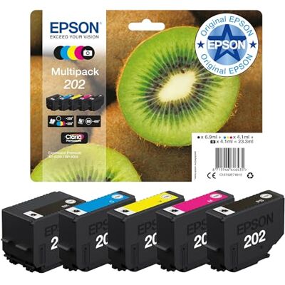 Epson EP64643 Original 202 Tinte Kiwi (XP-6000, XP-6005, XP-6100, XP-6105), Multipack 5-farbig Epson EP64643 Original 202 Tinte Kiwi (XP-6000, XP-6005, XP-6100, XP-6105), Multipack 5-farbig