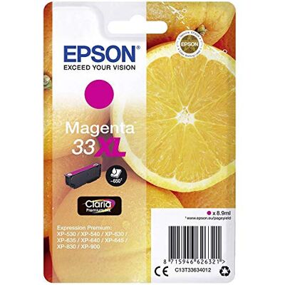 Epson Original Orangen Claria 33XL extra große Einzel-Tintenpatrone Magenta – 1 x 8,9 ml – Original Tintenpatronen für optimale Druckergebnisse Epson Original Orangen Claria 33XL extra große Einzel-Tintenpatrone Magenta – 1 x 8,9 ml – Original Tintenpatronen für optimale Druckergebnisse