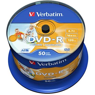 Verbatim DVD-R AZO 4,7GB 16-fache Brenngeschwindigkeit Bedruckbar 50er Spindel Silber Verbatim DVD-R AZO 4,7GB 16-fache Brenngeschwindigkeit Bedruckbar 50er Spindel Silber
