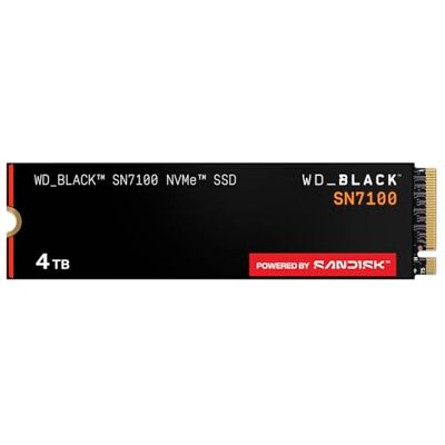 SanDisk WD_Black SN7100 NVMe SSD 4 TB (High-Performance Gaming-Speicher, bis zu 7.000 MB/s Lesen, PCIe Gen4, Energieeffizienz, für Desktop, Laptop & Handheld-Spielekonsolen) Powered BY SanDisk WD_Black SN7100 NVMe SSD 4 TB (High-Performance Gaming-Speicher, bis zu 7.000 MB/s Lesen, PCIe Gen4, Energieeffizienz, für Desktop, Laptop & Handheld-Spielekonsolen) Powered BY