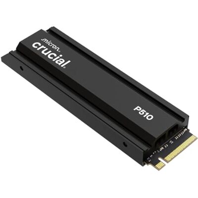 Crucial P510 SSD 1TB M.2 NVMe PCIe 5.0 x4 Gen5 mit Kühlkörper, bis zu 11.000 MB/s Lesen, 9.500 MB/s Schreiben, für Desktop PC & PS5, TLC NAND, Interne Festplatte CT1000P510SSD5-01 Crucial P510 SSD 1TB M.2 NVMe PCIe 5.0 x4 Gen5 mit Kühlkörper, bis zu 11.000 MB/s Lesen, 9.500 MB/s Schreiben, für Desktop PC & PS5, TLC NAND, Interne Festplatte CT1000P510SSD5-01
