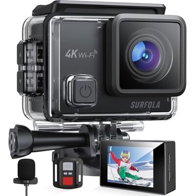 Surfola Action Cam 4K, Unterwasserkamera 40M Wasserdicht 20MP EIS Bildstabilisierun 170° Weitwinkel Helmkamera WiFi Surfola Action Cam 4K, Unterwasserkamera 40M Wasserdicht 20MP EIS Bildstabilisierun 170° Weitwinkel Helmkamera WiFi
