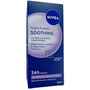 NIVEA Beruhigende Nachtpflege 24h Feuchtigkeit + Regeneration, parfumfreie Gesichtscreme für sensible Haut, zarte Nachtcreme mit Traubenkernöl NIVEA Beruhigende Nachtpflege 24h Feuchtigkeit + Regeneration, parfumfreie Gesichtscreme für sensible Haut, zarte Nachtcreme mit Traubenkernöl