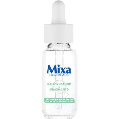 Mixa Anti-Unreinheiten Serum, Für zu Akne neigende und sensible Haut, Mit Salicylsäure, Squalan und Niacinamid, Geeignet für Gesicht & Hals, Hypoallergen, 30 ml Mixa Anti-Unreinheiten Serum, Für zu Akne neigende und sensible Haut, Mit Salicylsäure, Squalan und Niacinamid, Geeignet für Gesicht & Hals, Hypoallergen, 30 ml
