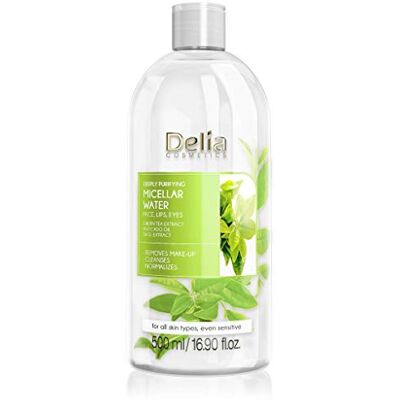 Delia Cosmetics – Reinigendes Mizellarwasser- Gesichtsreiniger mit Grüntee-Extrakt & Avocado-Öl Tiefenreinigung, erfrischend reduzierte Talgproduktion 500ml Delia Cosmetics – Reinigendes Mizellarwasser- Gesichtsreiniger mit Grüntee-Extrakt & Avocado-Öl Tiefenreinigung, erfrischend reduzierte Talgproduktion 500ml