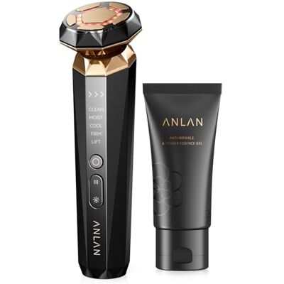 ANLAN Radiofrequenz Gerät Gesicht, 18K Gold Gesichtsmassagegerät Gegen Falten 5 in 1 Face Massager EMS Mikrostrom V Face Beauty Meter Lichttherapie Gesicht Anti Aging Gerät, Gel ANLAN Radiofrequenz Gerät Gesicht, 18K Gold Gesichtsmassagegerät Gegen Falten 5 in 1 Face Massager EMS Mikrostrom V Face Beauty Meter Lichttherapie Gesicht Anti Aging Gerät, Gel