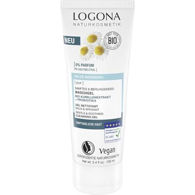LOGONA Naturkosmetik PUR Sanftes & beruhigendes Waschgel mit Bio-Kamillenextrakt & Probiotika, pH-hautneutrales Reinigungsgel für empfindliche Haut, für eine reine Gesichtshaut, 100ml LOGONA Naturkosmetik PUR Sanftes & beruhigendes Waschgel mit Bio-Kamillenextrakt & Probiotika, pH-hautneutrales Reinigungsgel für empfindliche Haut, für eine reine Gesichtshaut, 100ml