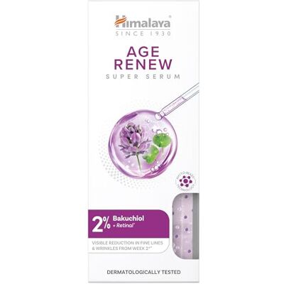 Himalaya Super Serum Age-Renew Feuchtigkeitsspendendes Anti-Aging-Serum mit Retinal, Bakuchiol & Squalan – Faltenpflege, Straffung und glatte, jugendliche Haut, 30ml Himalaya Super Serum Age-Renew Feuchtigkeitsspendendes Anti-Aging-Serum mit Retinal, Bakuchiol & Squalan – Faltenpflege, Straffung und glatte, jugendliche Haut, 30ml